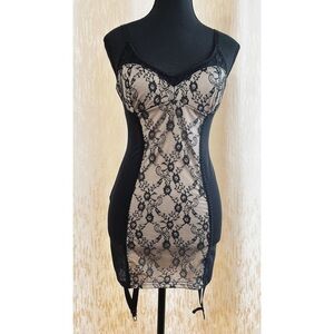 Vintage 70s pin-up shaper/corset with attached garter straps